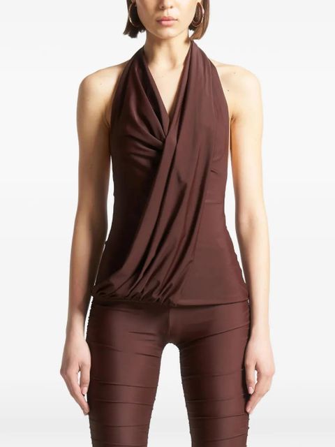 Manière De Voir draped halterneck top - Brown