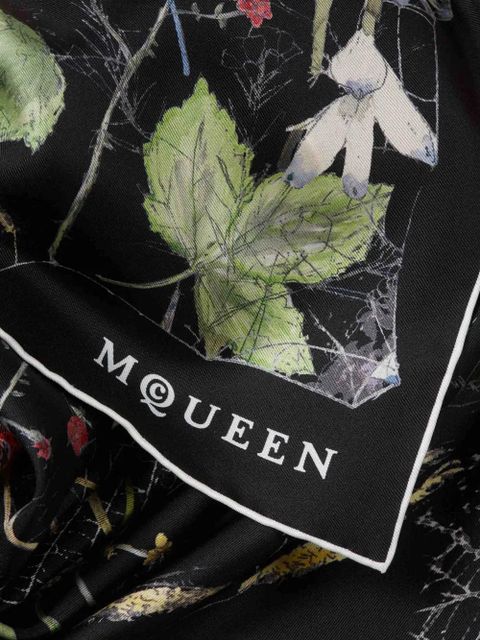 Alexander McQueen floral-print trim scarf - Black