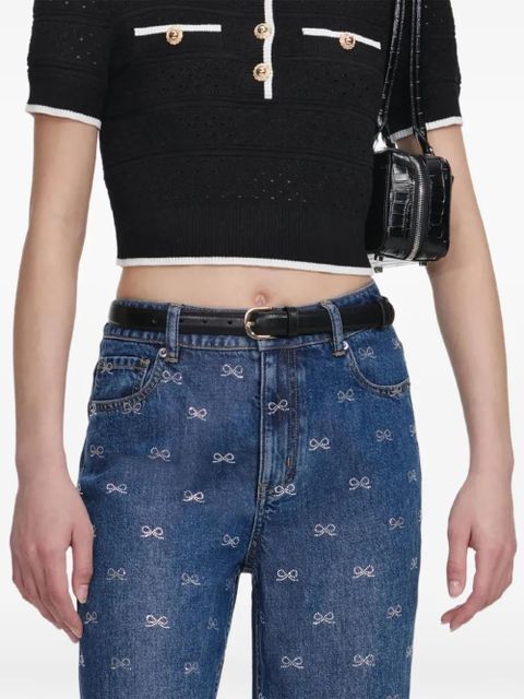 Self-Portrait bow embellished jeans - Blue