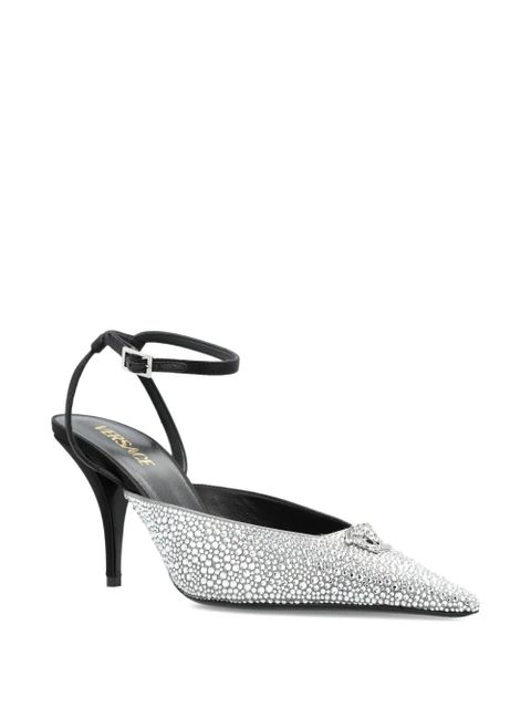 Versace 85mm Crystal La Medusa slingback pumps - Silver
