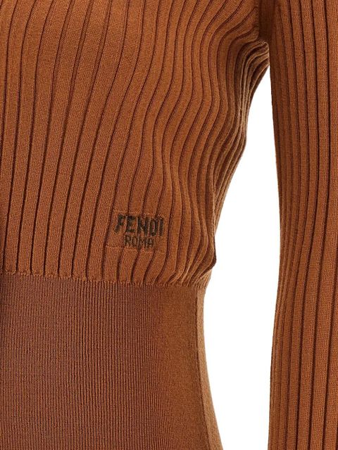 FENDI ribbed logo-intarsia knitwear - Brown