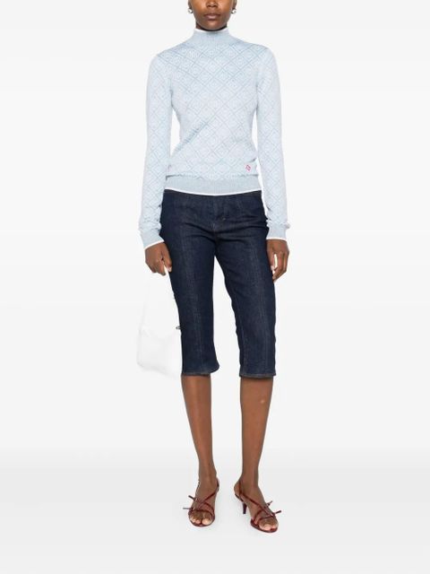 Casablanca geometric-pattern mock-neck top - Blue - zdjęcie produktu nr 2