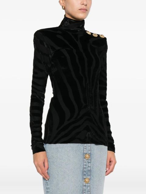Balmain printed button top - Black