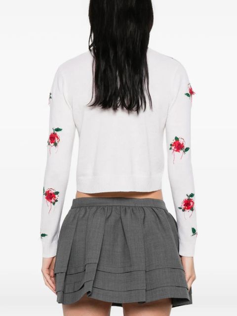 SHUSHU/TONG floral-embroidered cardigan - White