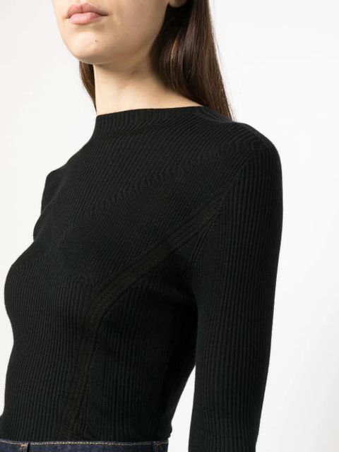 Lanvin long-sleeve ribbed-knit top - Black