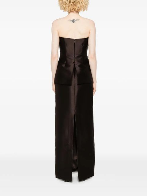 Solace London Lucille strapless peplum maxi dress - Brown