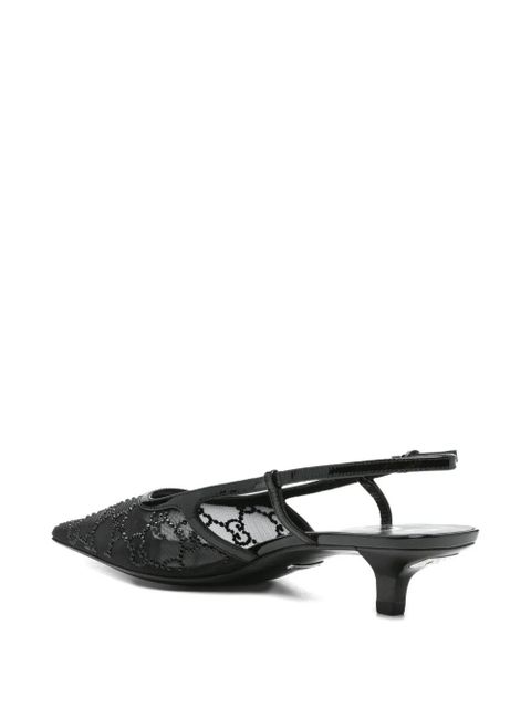 Gucci 35mm embellished slingback heeled pumps - Black