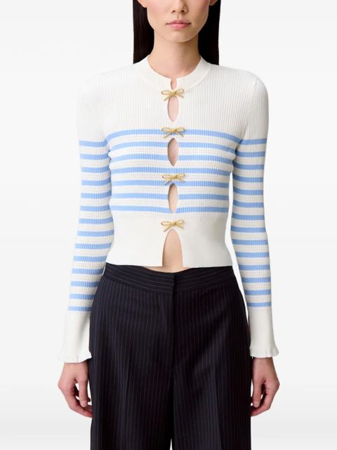 Claudie Pierlot striped bow-embellishment top - White
