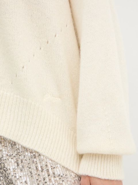 BOSS Orange sweter z dodatkiem wełny damski kolor biały 50550464