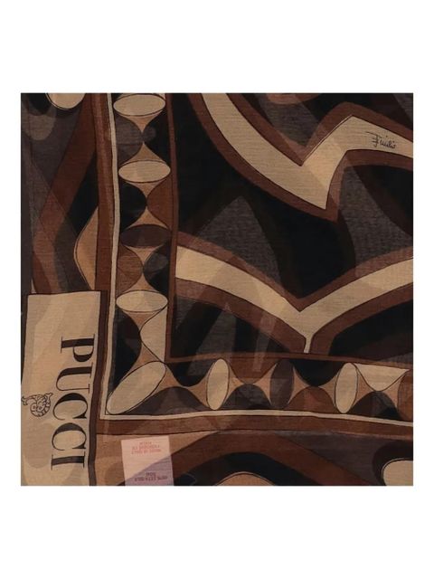 PUCCI geometric-print silk scarf - Brown