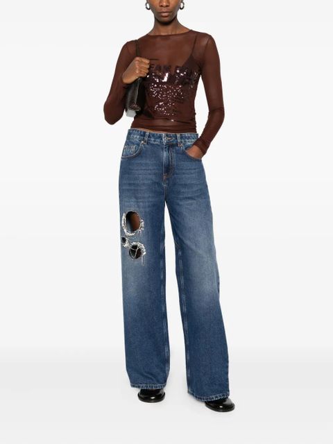 AREA crystal-embellished jeans - Blue - zdjęcie produktu nr 2