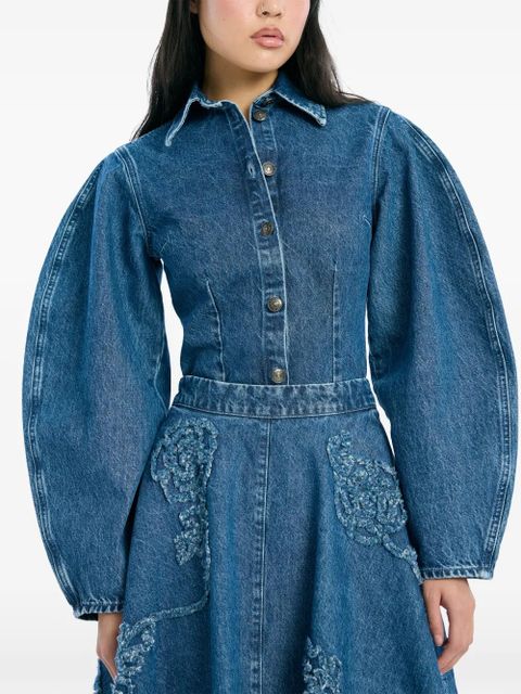 ROTATE BIRGER CHRISTENSEN puff-sleeves fitted denim shirt - Blue