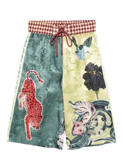 ALEMAIS Rochester animal-print drawstring shorts - Green - zdjęcie produktu nr 1