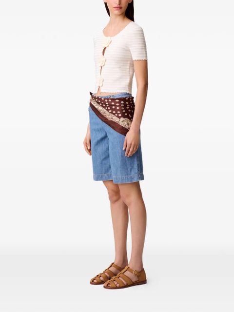 Claudie Pierlot flower-appliqué ribbed cardigan - Neutrals