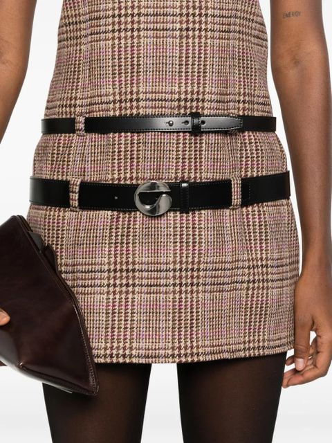 Coperni check belted dress - Brown