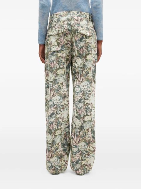GANNI floral-print trousers - Neutrals