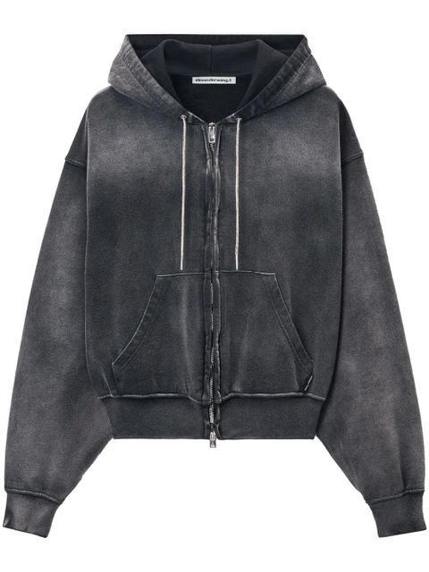Alexander Wang rhinestone washed effect hoodie - Black - zdjęcie produktu nr 1