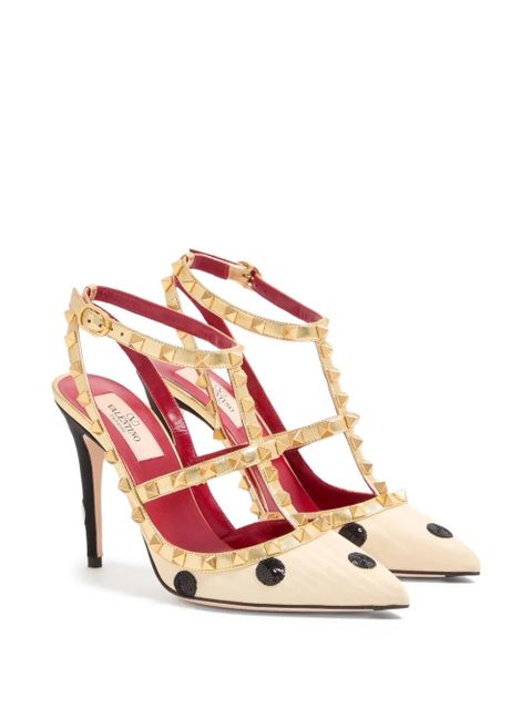 Valentino Garavani Rockstud Pumps with Plus de Pois embroidery 100mm - Neutrals - zdjęcie produktu nr 2