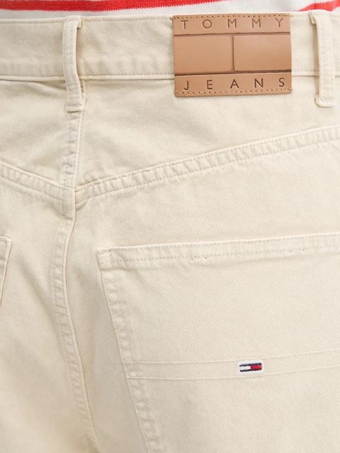 Tommy Jeans szorty jeansowe damskie kolor beżowy gładkie high waist DW0DW21646