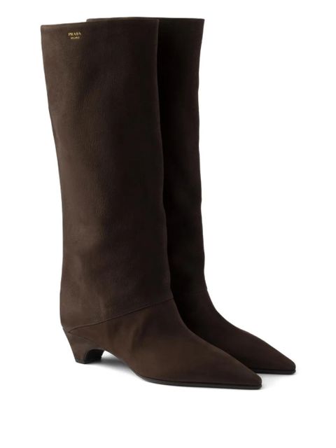Prada 40mm point-toe leather boots - Brown - zdjęcie produktu nr 2