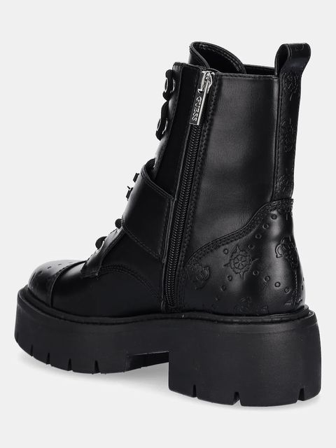 Guess botki SADIKA damskie kolor czarny na płaskim obcasie FLTSDK ELE10