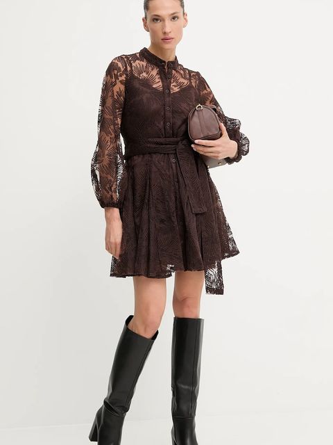 Answear.LAB sukienka kolor brązowy mini rozkloszowana