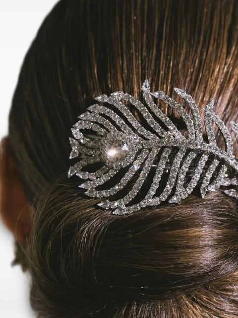 Jennifer Behr crystal pluma barrette - Silver