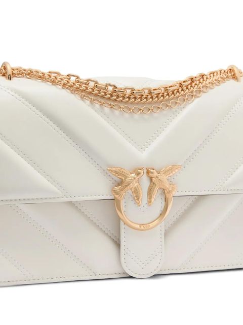 PINKO medium Love Bag One chevron chain leather shoulder bag - White