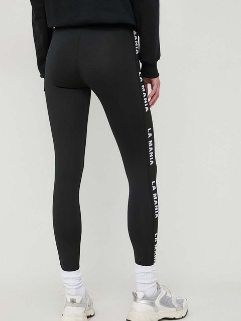 La Mania legginsy damskie kolor czarny z aplikacją