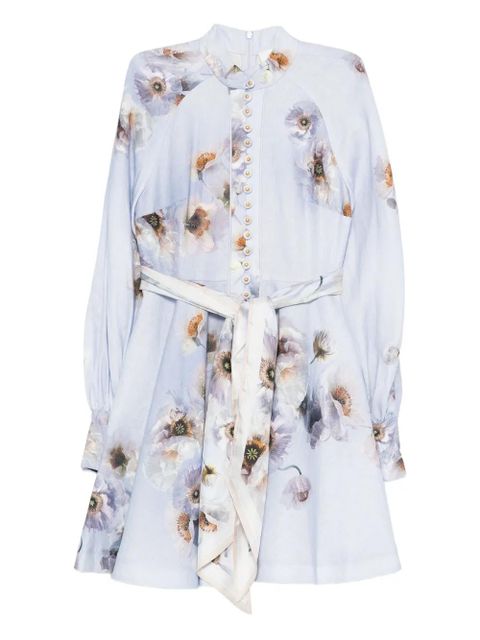 ZIMMERMANN floral-print linen mini dress - Purple - zdjęcie produktu nr 1