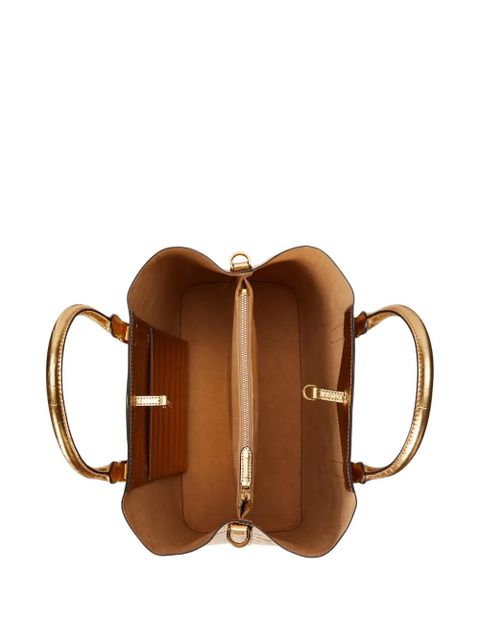 Lauren Ralph Lauren embossed-leather top-handle satchel bag - Gold