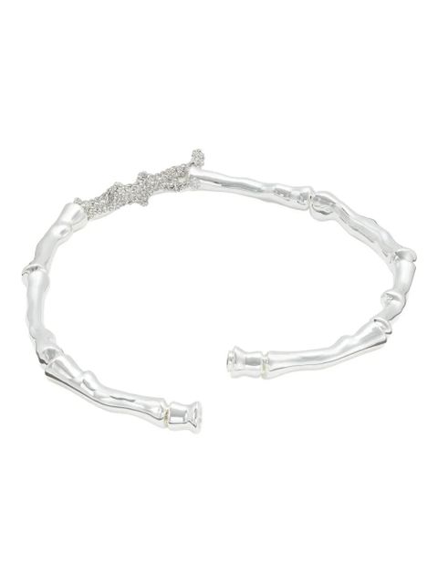 Tory Burch coral-design crystal necklace - Silver