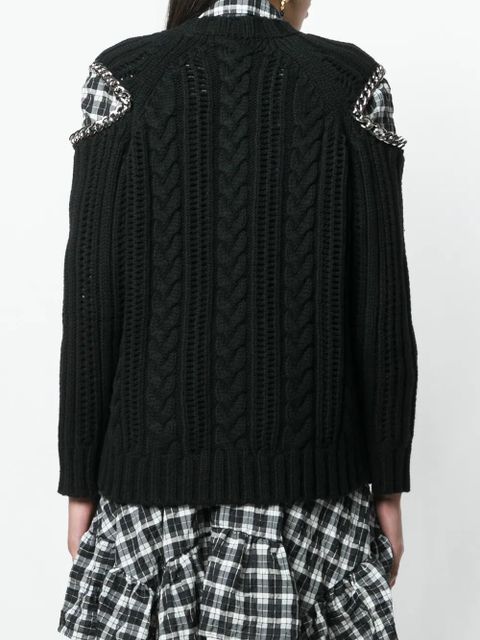 Alexander McQueen chain detail cold shoulder sweater - Black