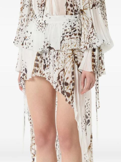 Blumarine Georgette butterfly-print skirt - White