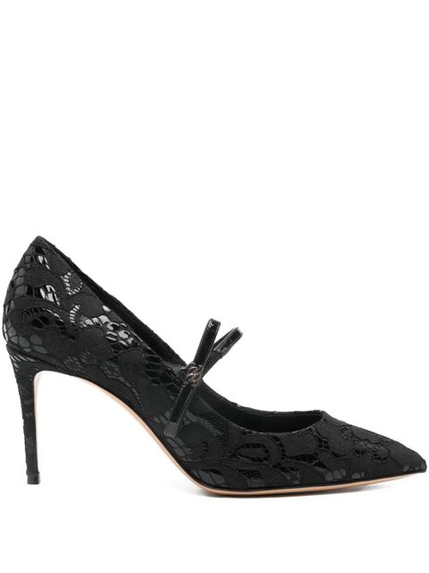 Casadei 80mm lace-detail pointed-toe pumps - Black - zdjęcie produktu nr 1