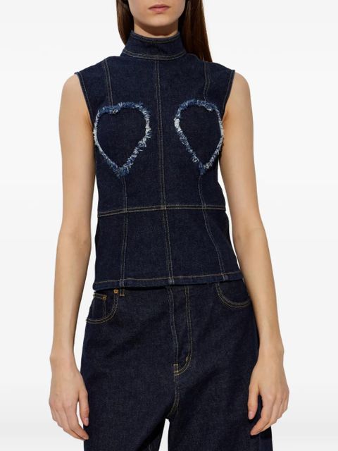 Moschino frayed heart-motif top - Blue