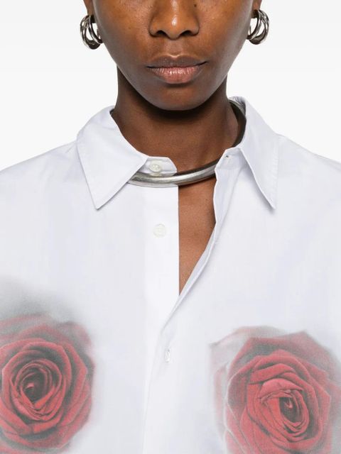 Jean Paul Gaultier rose-print shirt - WHITE