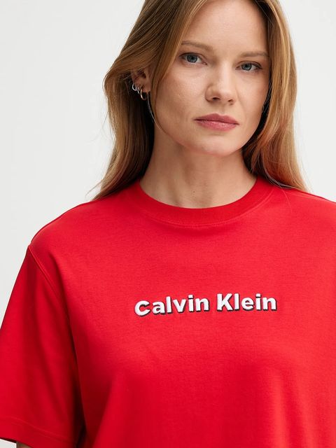 Calvin Klein Jeans t-shirt bawełniany damski kolor czerwony LV047D205G