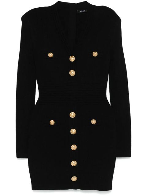 Balmain button-embellished knitted minidress - Black