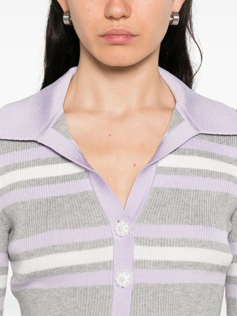 Self-Portrait striped cardigan - Grey
