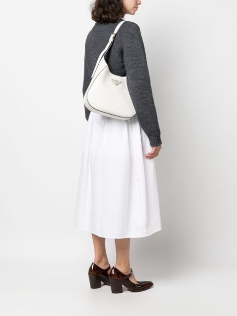 Prada triangle-logo leather shoulder bag - White - zdjęcie produktu nr 2