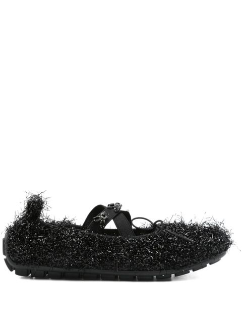 Simone Rocha embellished-frill ballet flats - Black - zdjęcie produktu nr 1