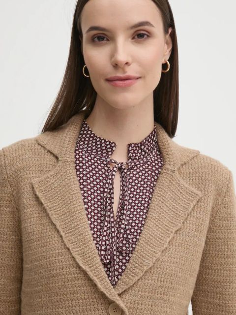 Sisley kardigan z domieszką wełny kolor beżowy lekki 1176M602D