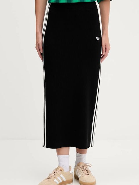 adidas Originals spódnica 3-Stripes kolor czarny midi ołówkowa JW2661 - zdjęcie produktu nr 1