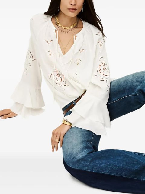 Ba&Sh Omar embroidered ruffled blouse - White