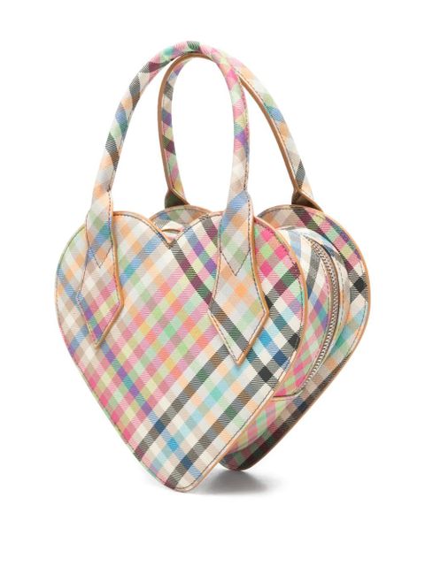 Vivienne Westwood Josephine heart plaid tote bag - Neutrals