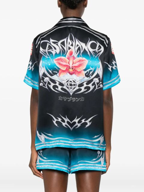 Casablanca orchid-print silk shirt - Black