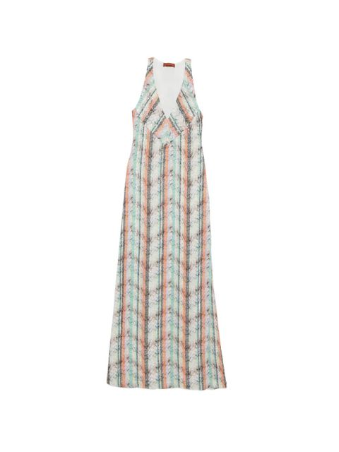 Missoni striped-pattern V-neck maxi dress - Green - zdjęcie produktu nr 1