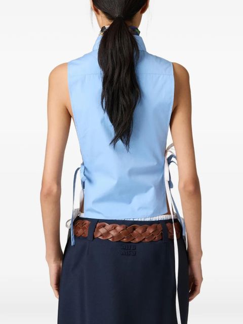 Miu Miu tie side sleeveless shirt - Blue