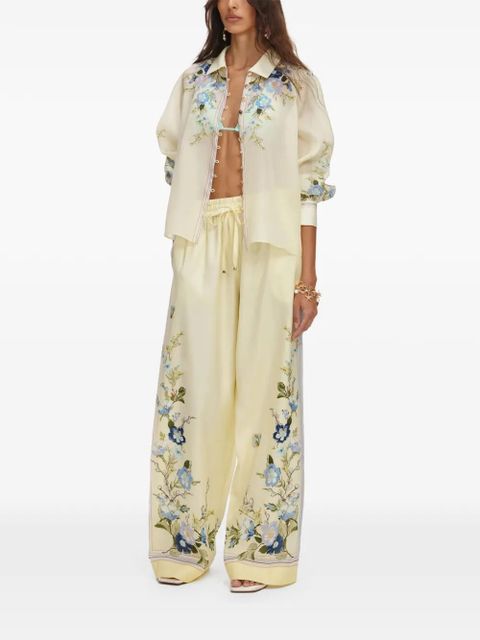 Self-Portrait floral-print palazzo pants - Neutrals